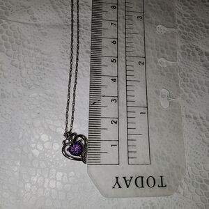 Sterling Silver Heart Necklace With Amathyst. "I Love You Always And Forever"